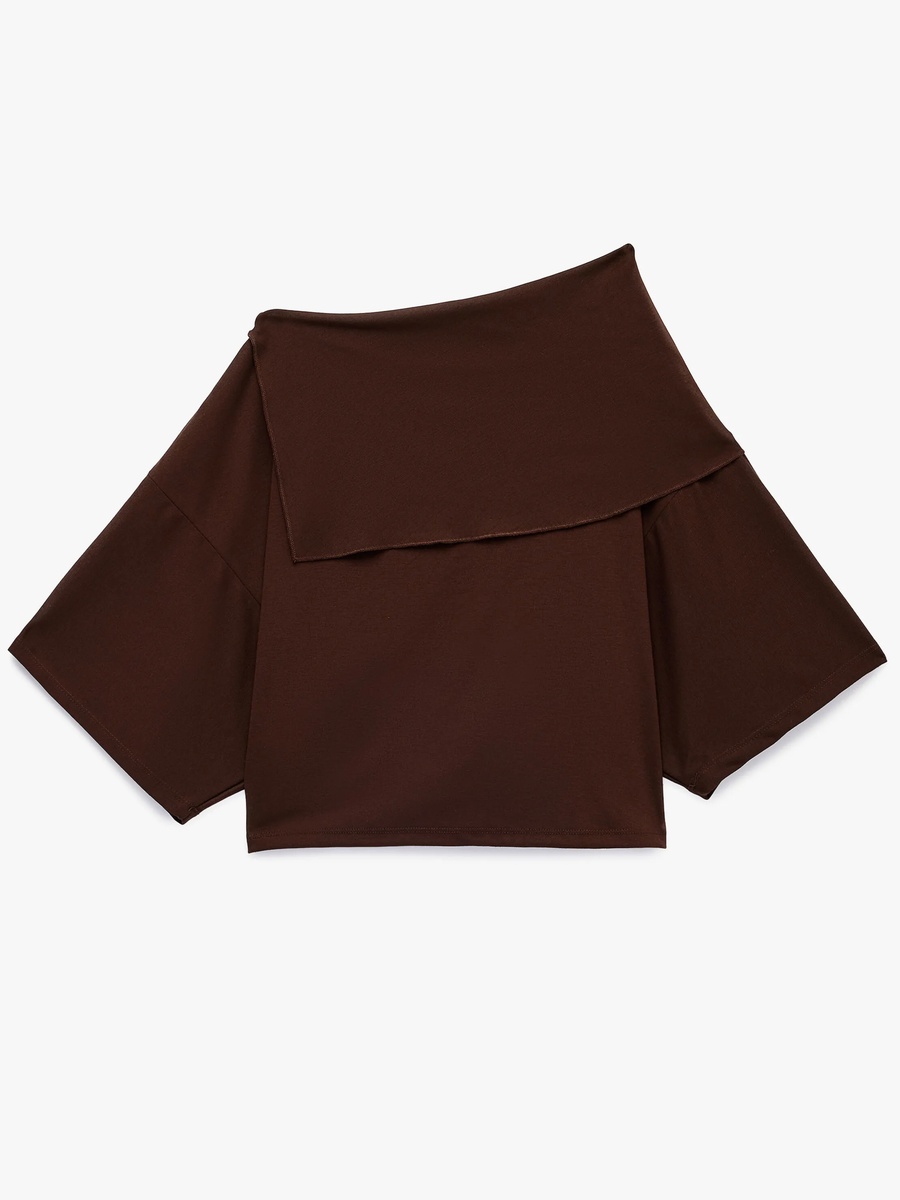 Brown Short Sleeve Crop Top