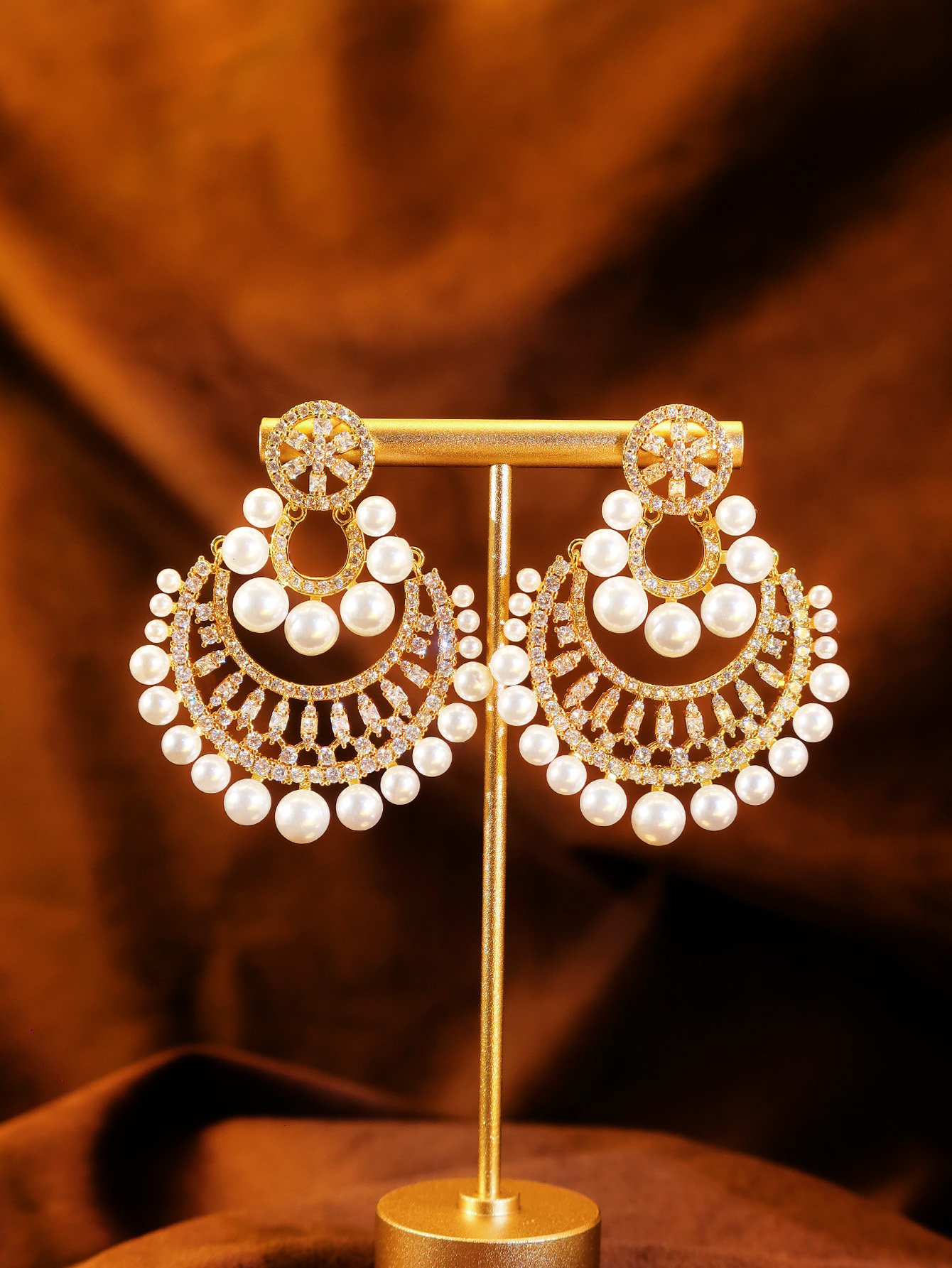 Gold Texture Stud Earrings