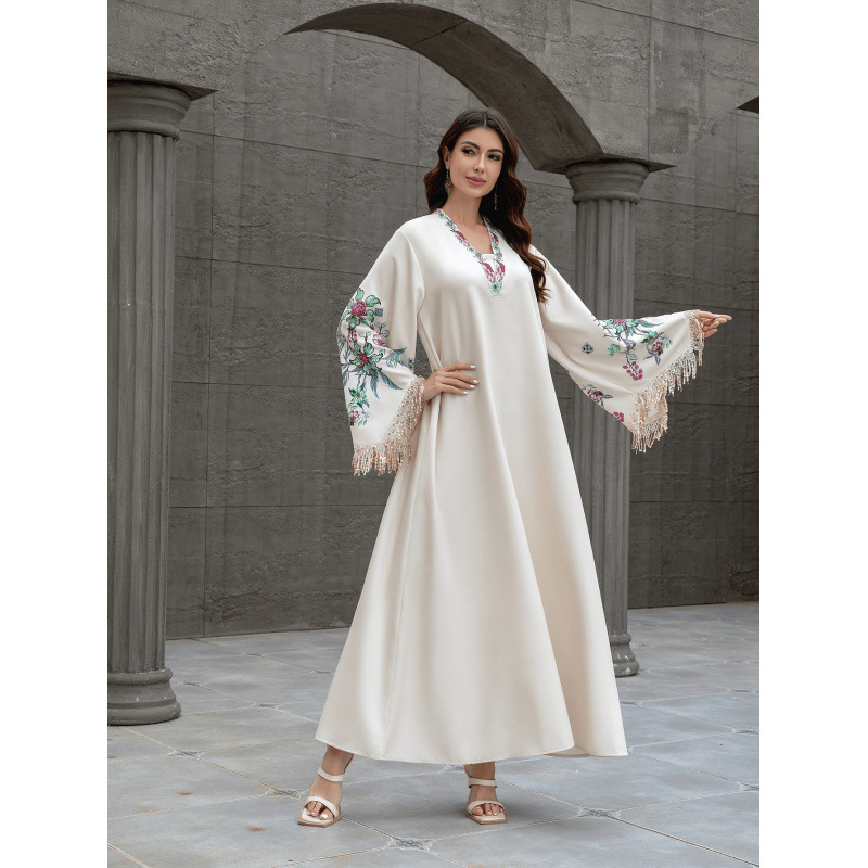 Beige Embroidered Jalabiya