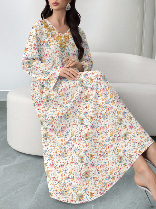 Multi Printed Jalabiya Dress