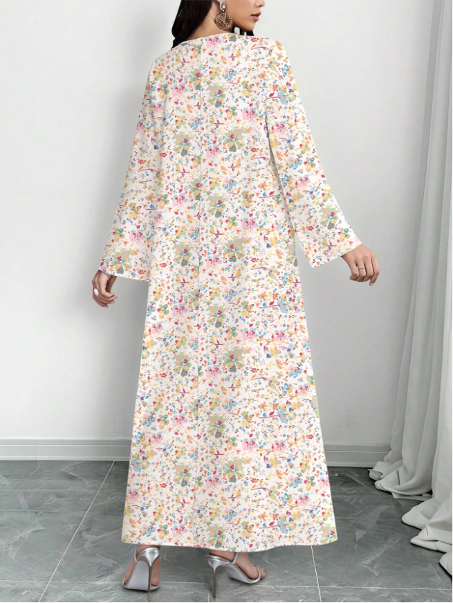 Multi Printed Jalabiya Dress