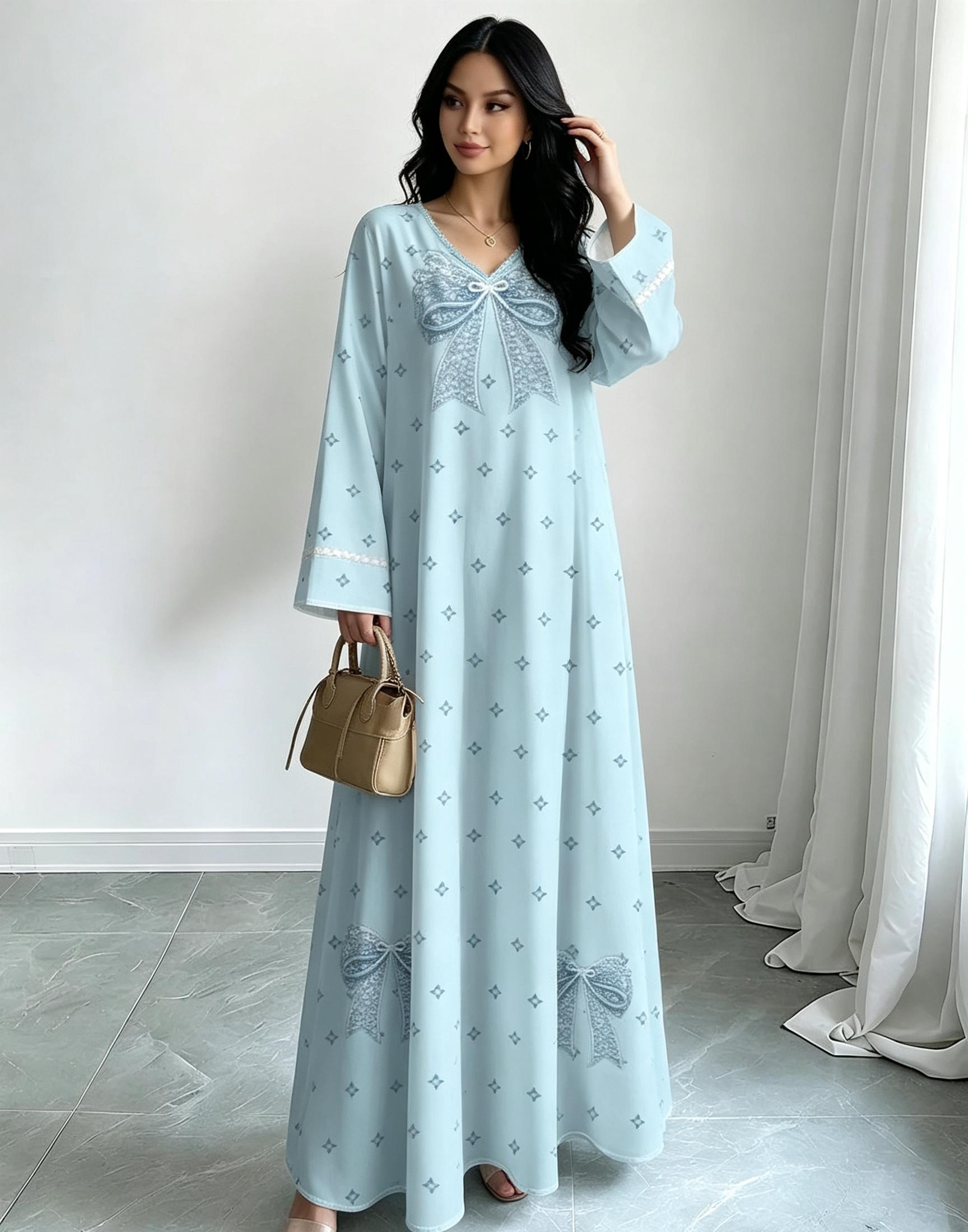 Light Blue Printed Jalabiya