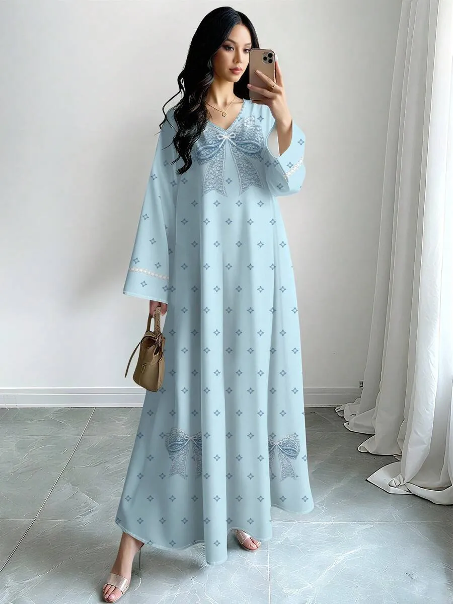 Light Blue Printed Jalabiya