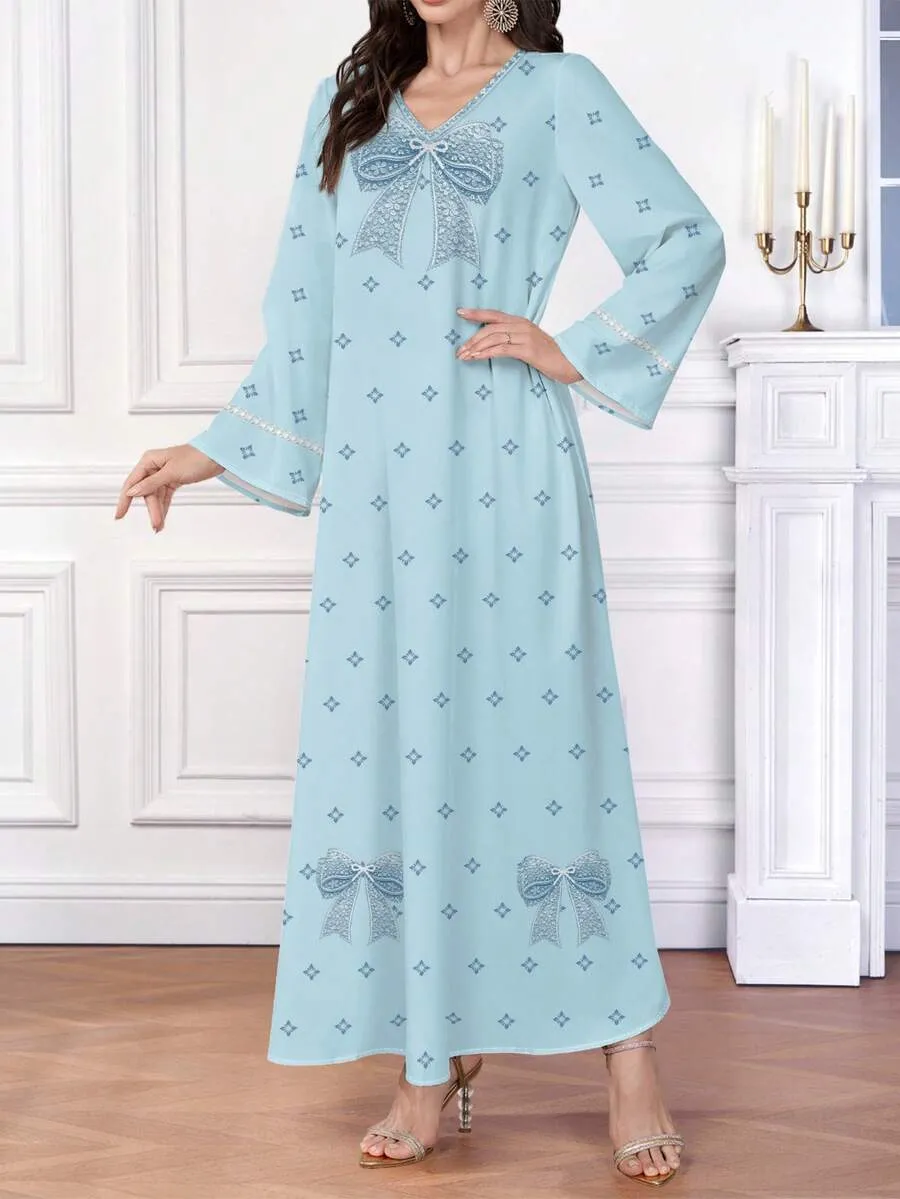 Light Blue Printed Jalabiya