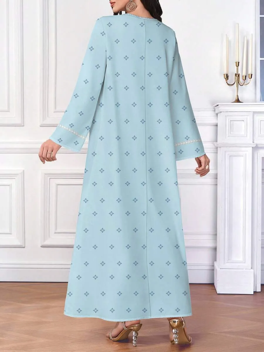 Light Blue Printed Jalabiya