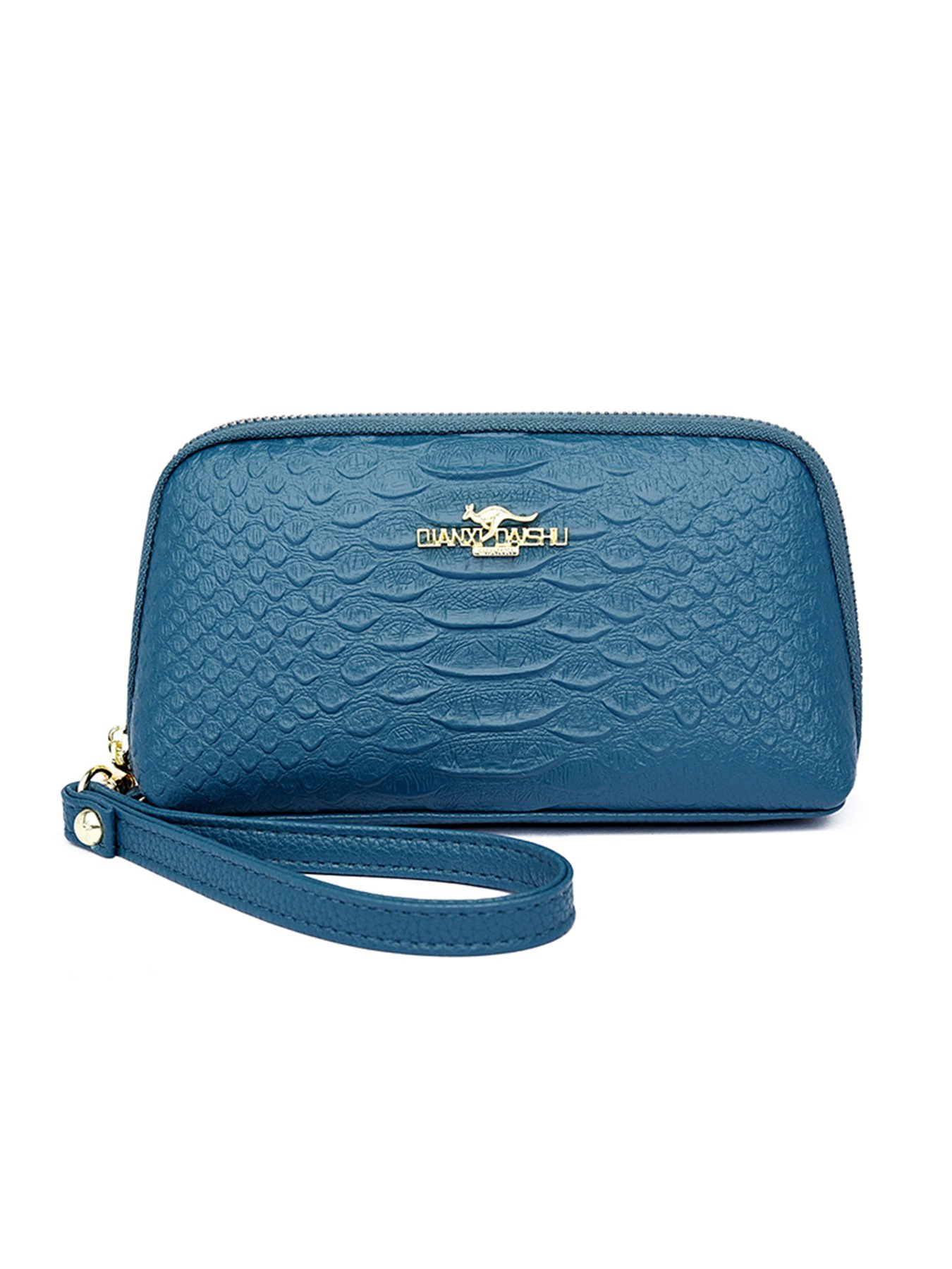 Blue Texture Clutch with Zip