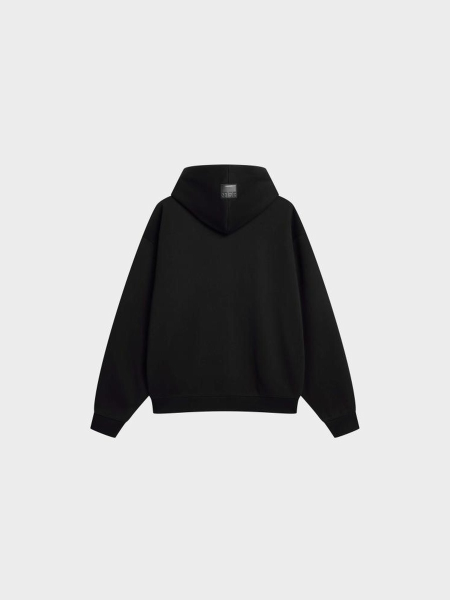 Black Zip-Up Hoodie with Embroidered Logo