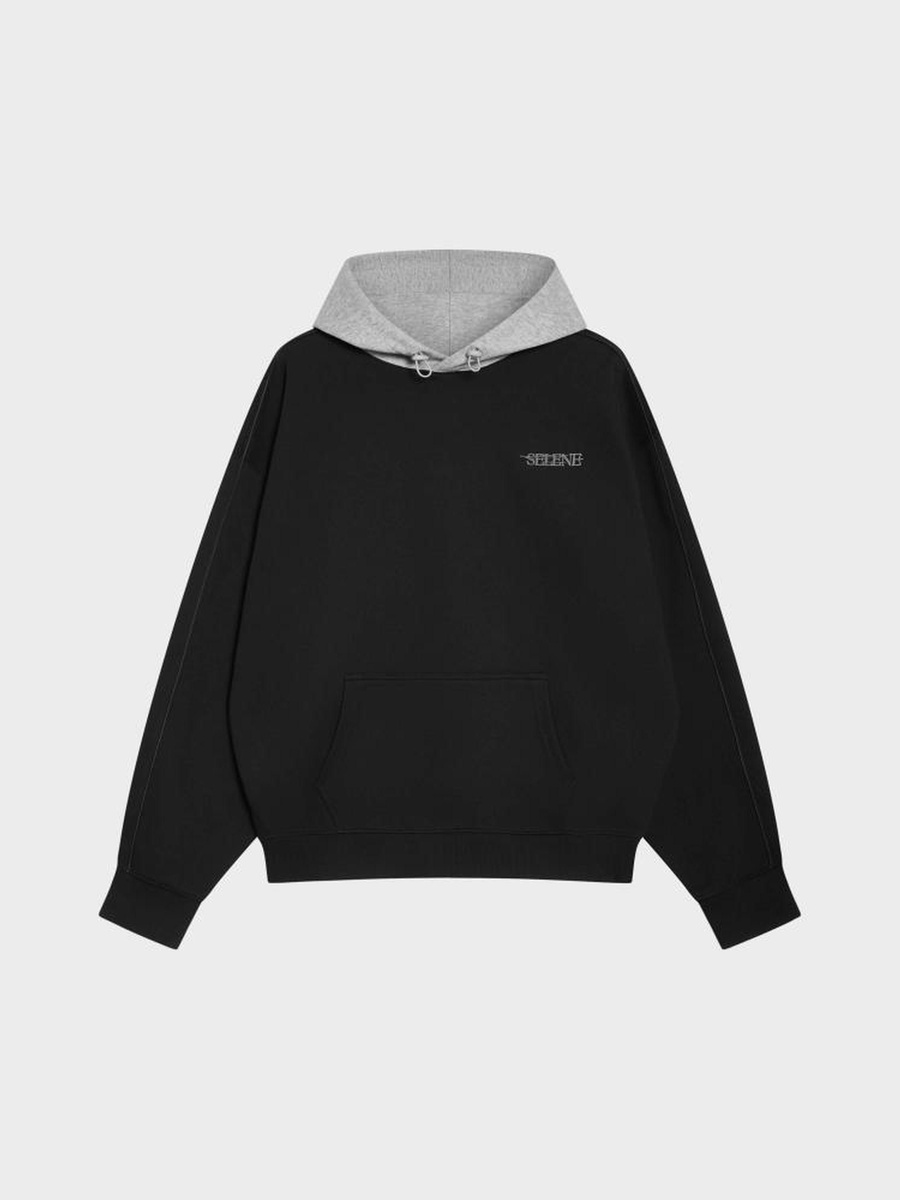 Black Logo Detail Pullover Hoodie
