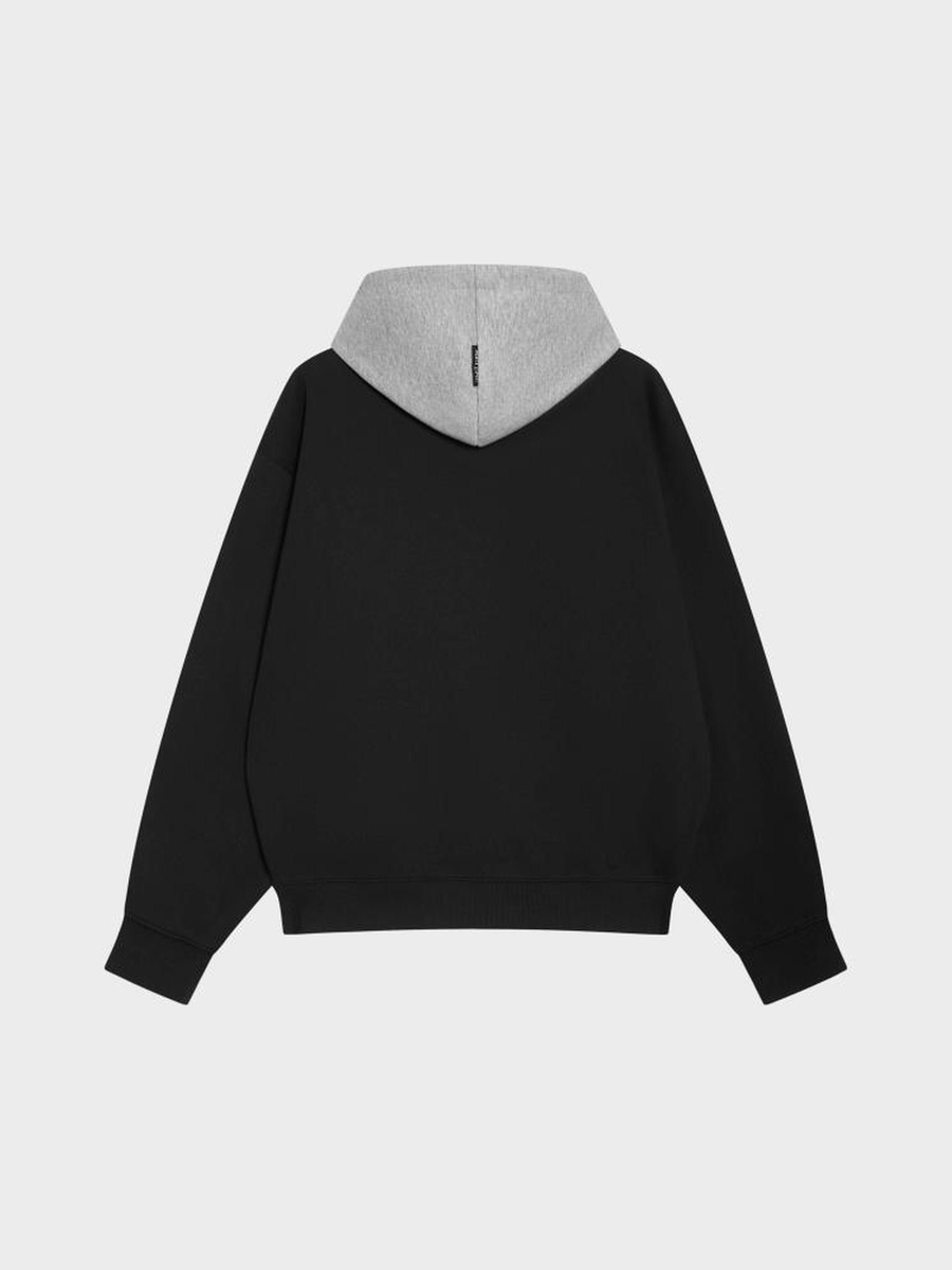 Black Logo Detail Pullover Hoodie