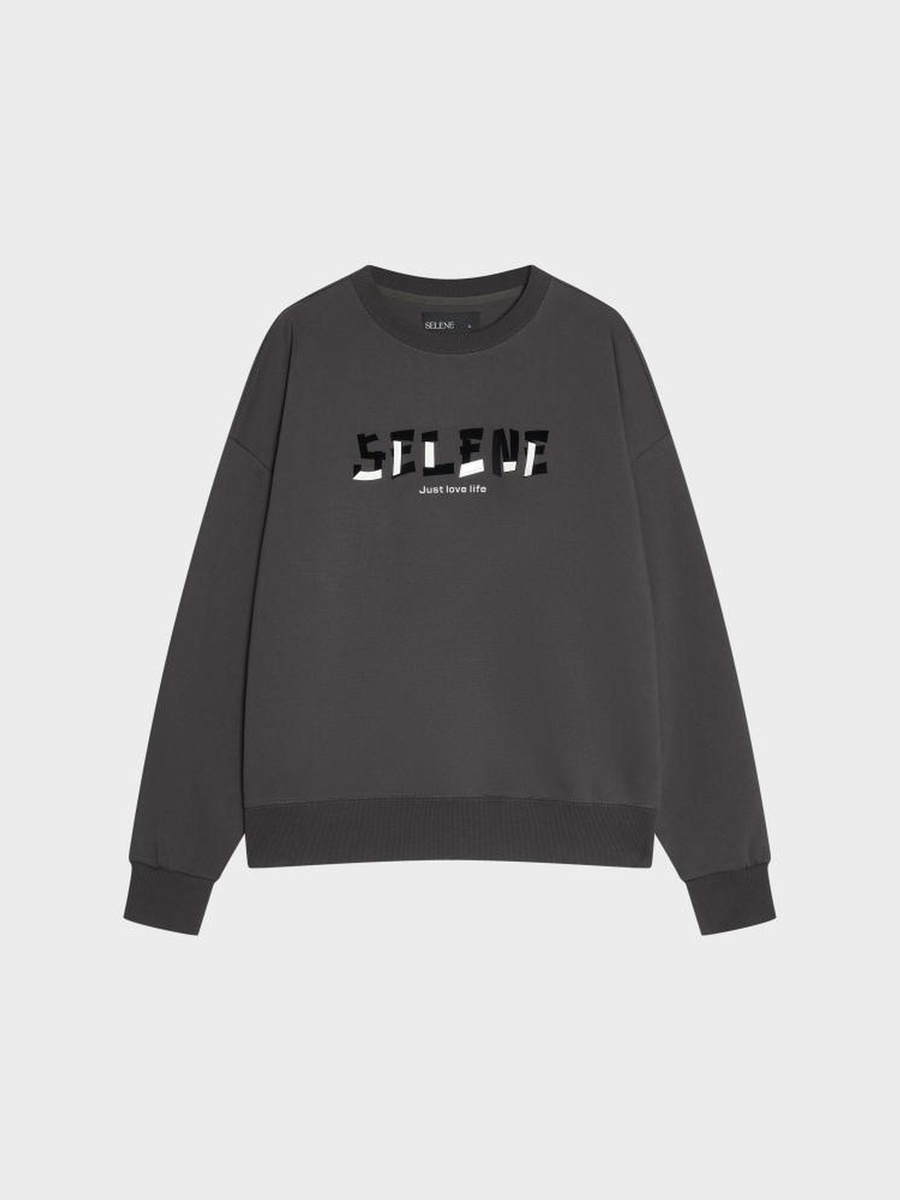 Grey Logo Graphic Pullover Sweatshirt