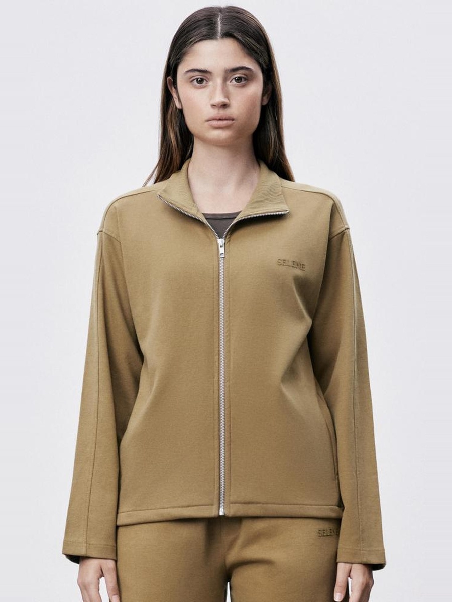 Brown Regular Fit Zip-Up Jacket