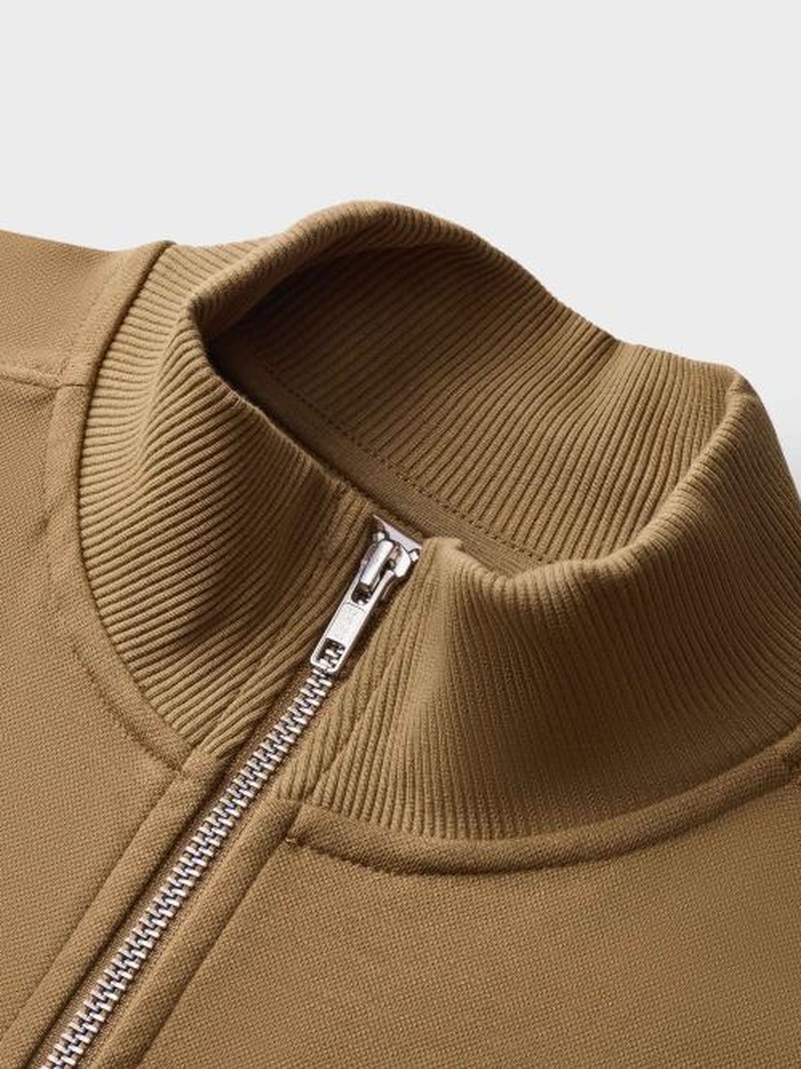 Brown Regular Fit Zip-Up Jacket