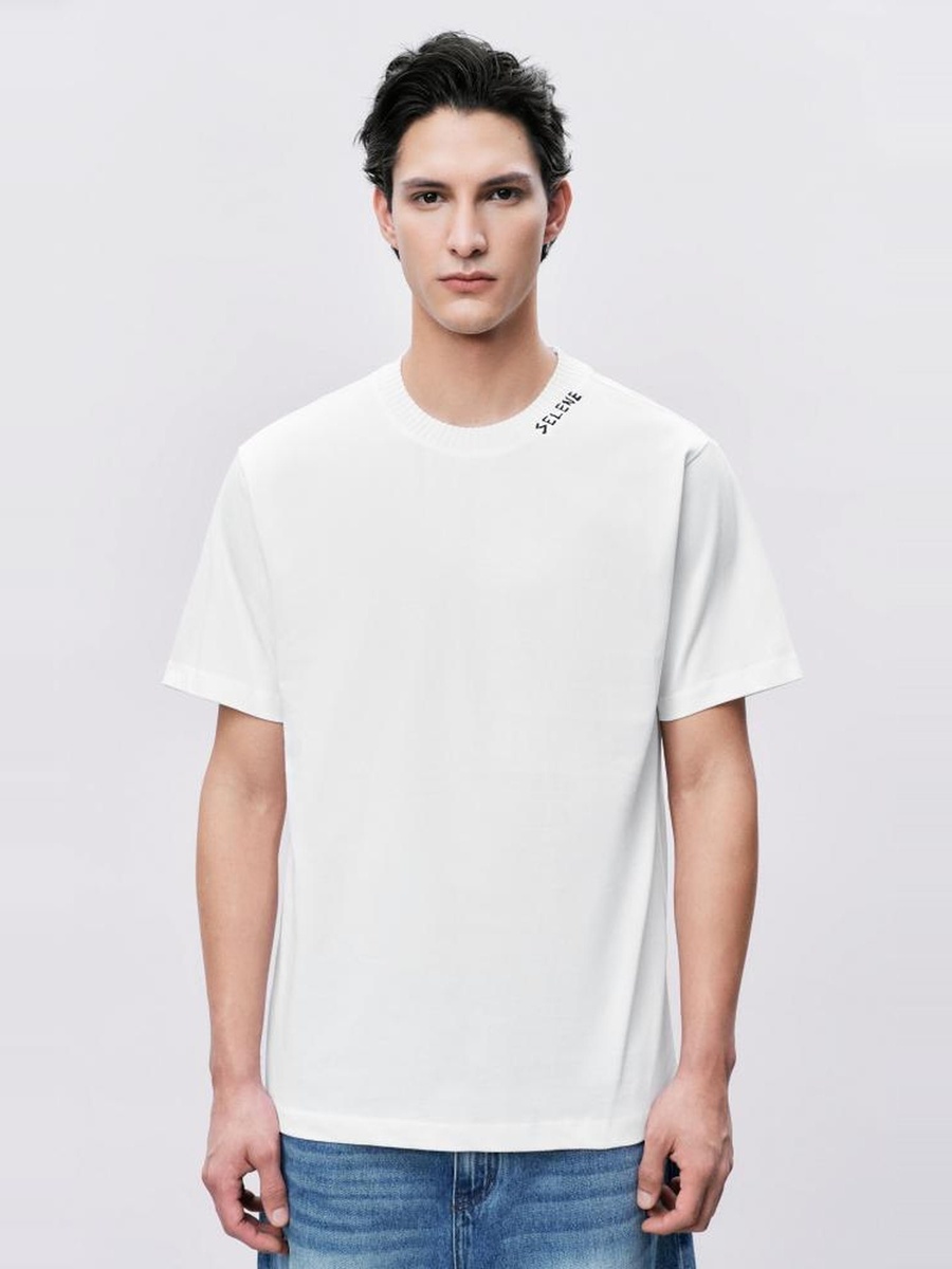 Off-White Round Neck Cotton T-Shirt