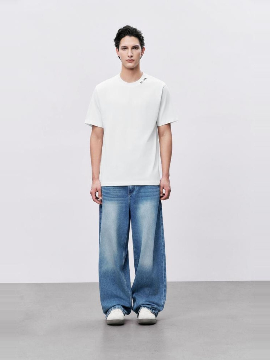 Off-White Round Neck Cotton T-Shirt