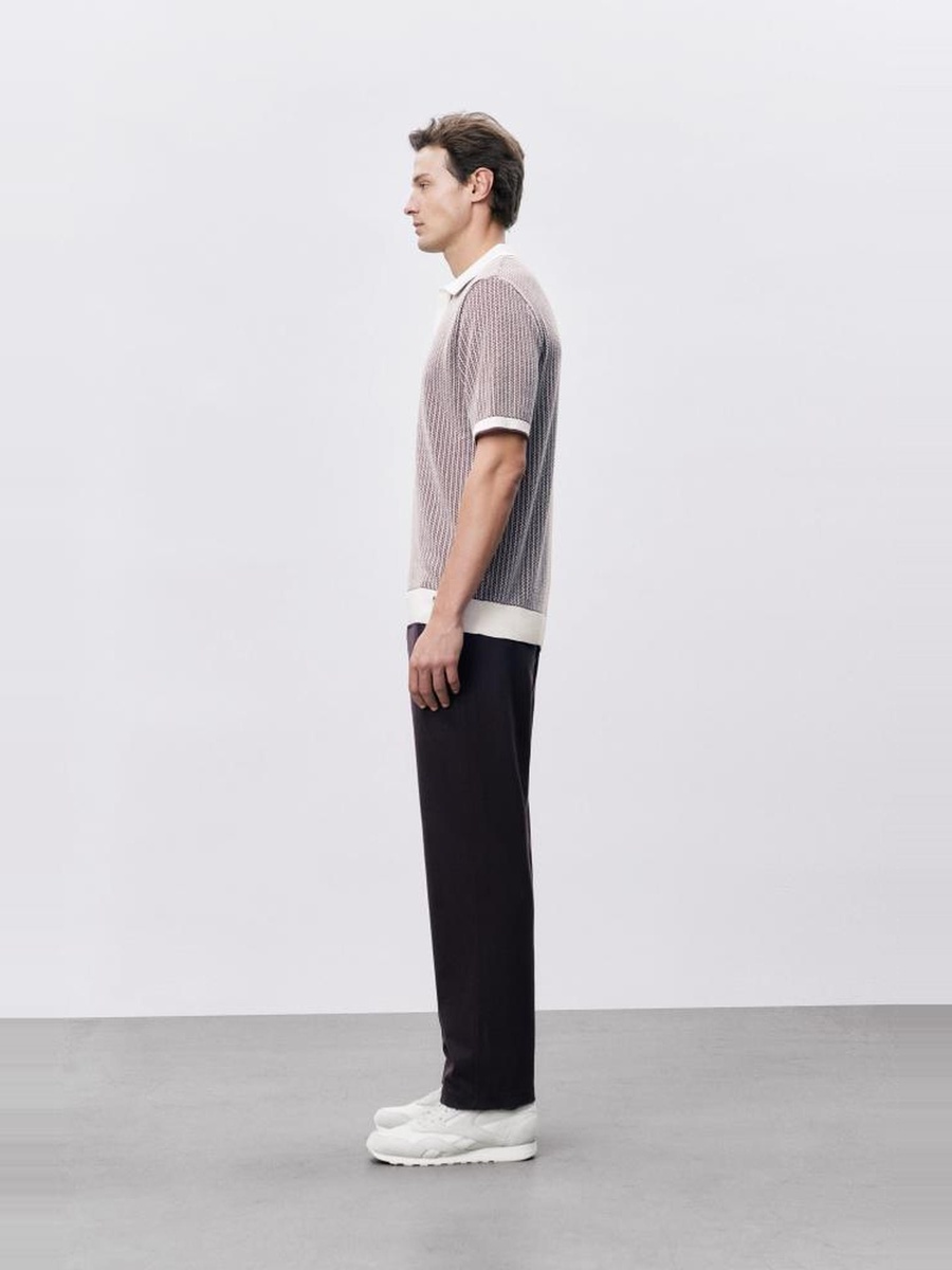 Mens Brown Regular Fit Knitted Polo T-Shirt