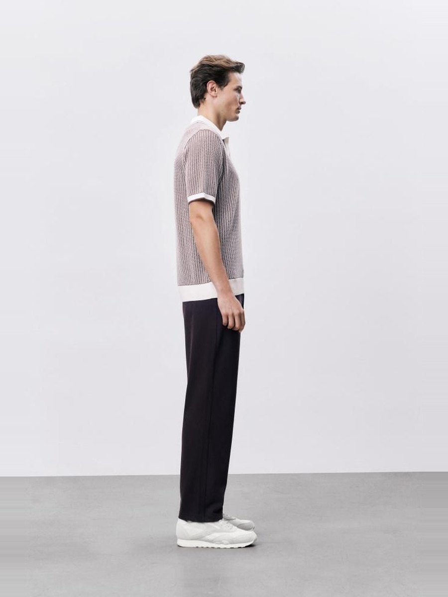 Mens Brown Regular Fit Knitted Polo T-Shirt