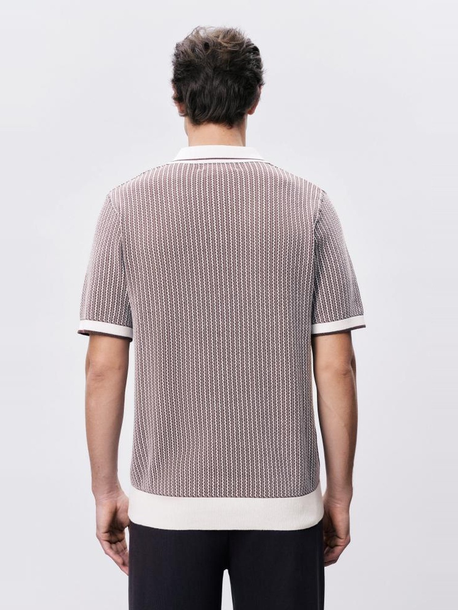 Mens Brown Regular Fit Knitted Polo T-Shirt