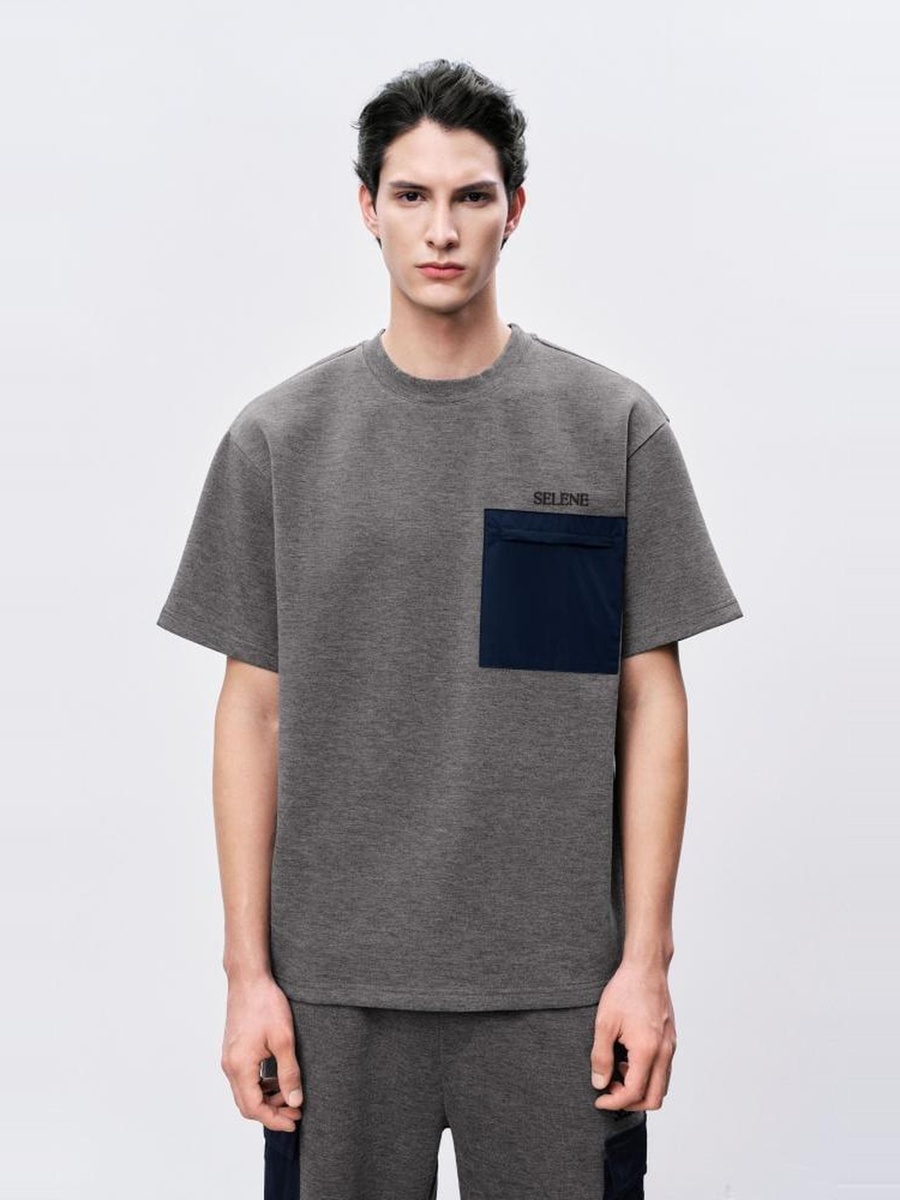 Regular Fit Round Neck T-Shirt with Pocket-Unisex