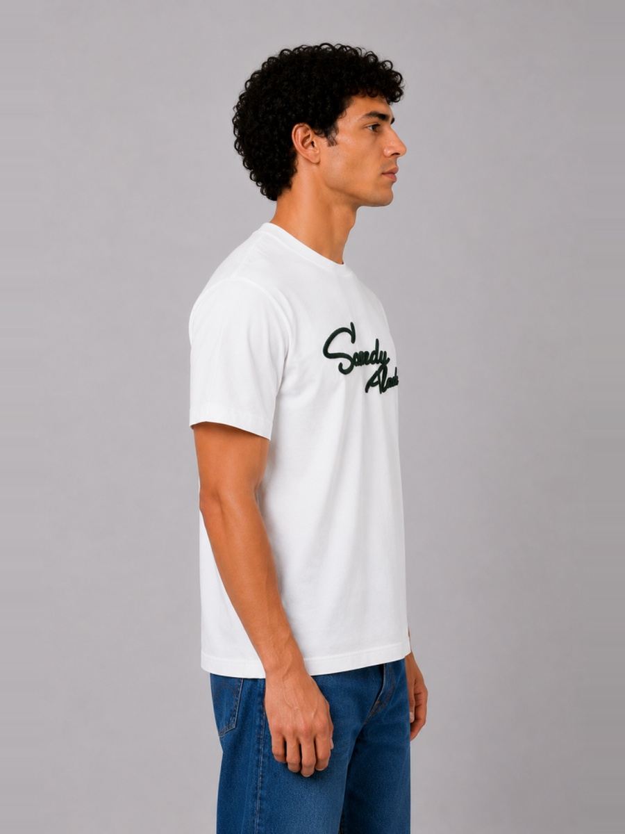 Slogan Print Regular Fit T-Shirt - White