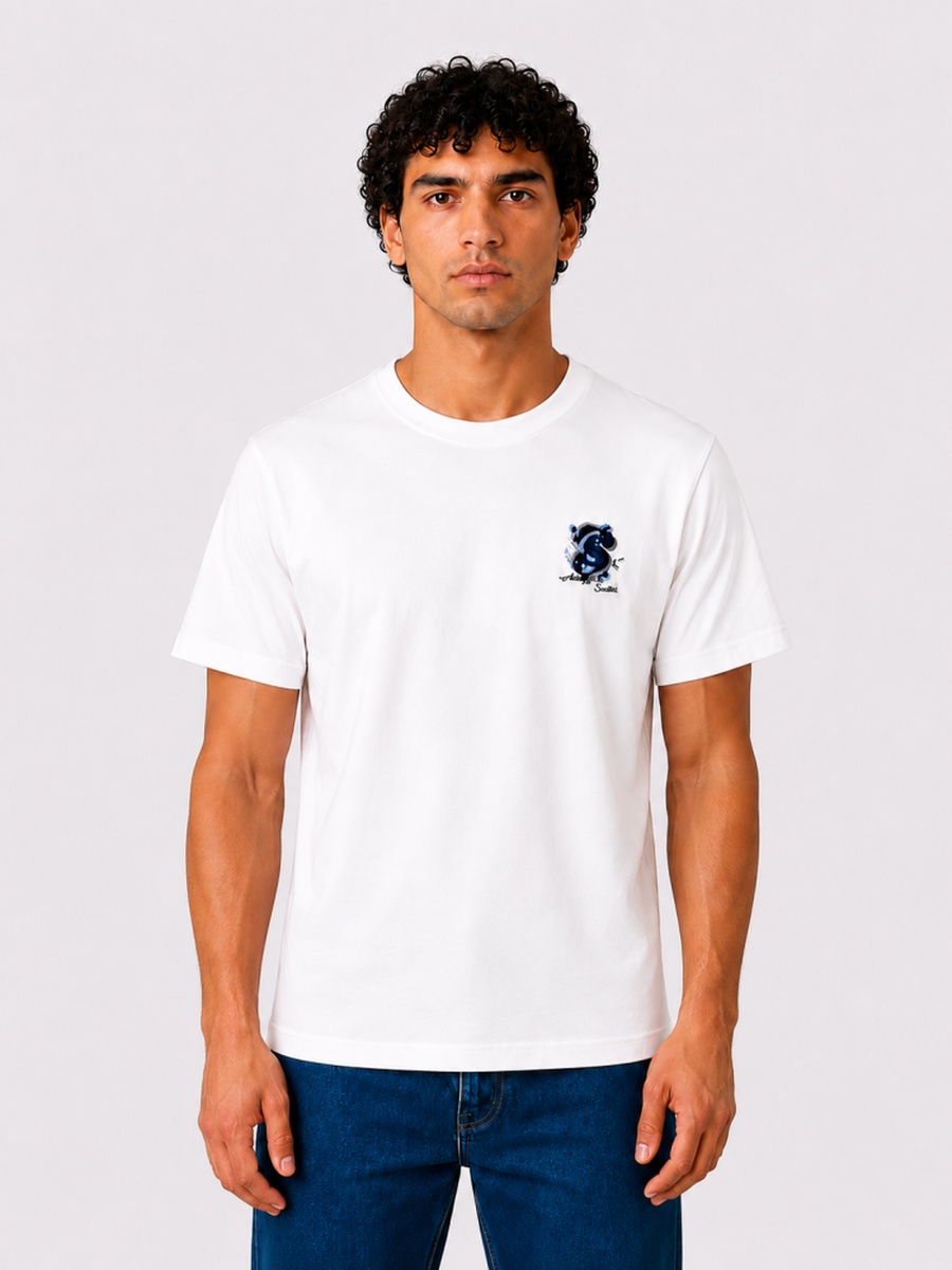 White Regular Fit T-Shirt with Logo Print