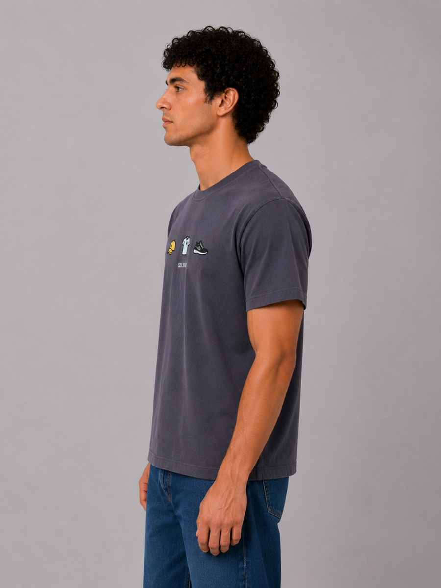 Charcoal Regular Fit Printed T-Shirt