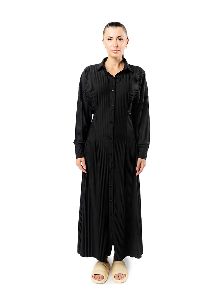 Black Long Sleeve Shirt Maxi Dress