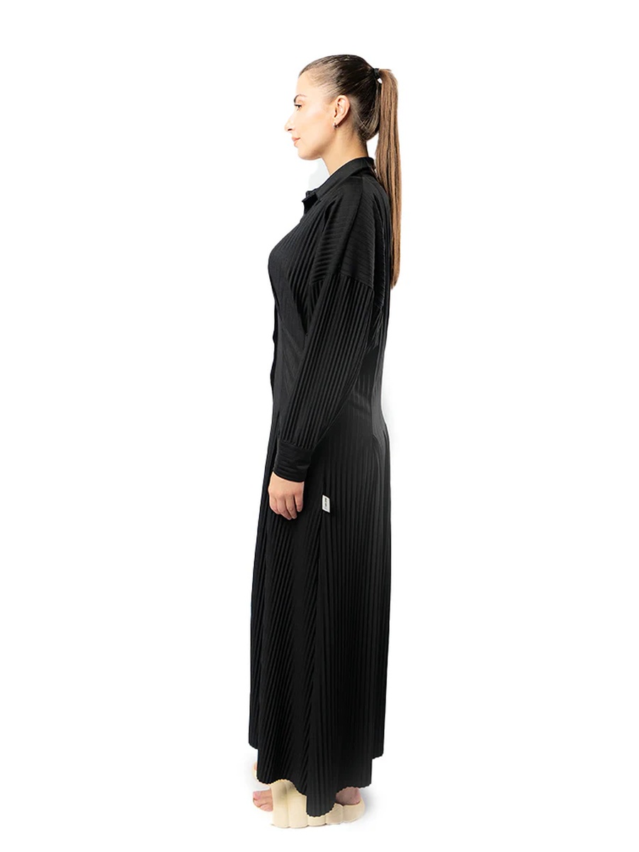 Black Long Sleeve Shirt Maxi Dress