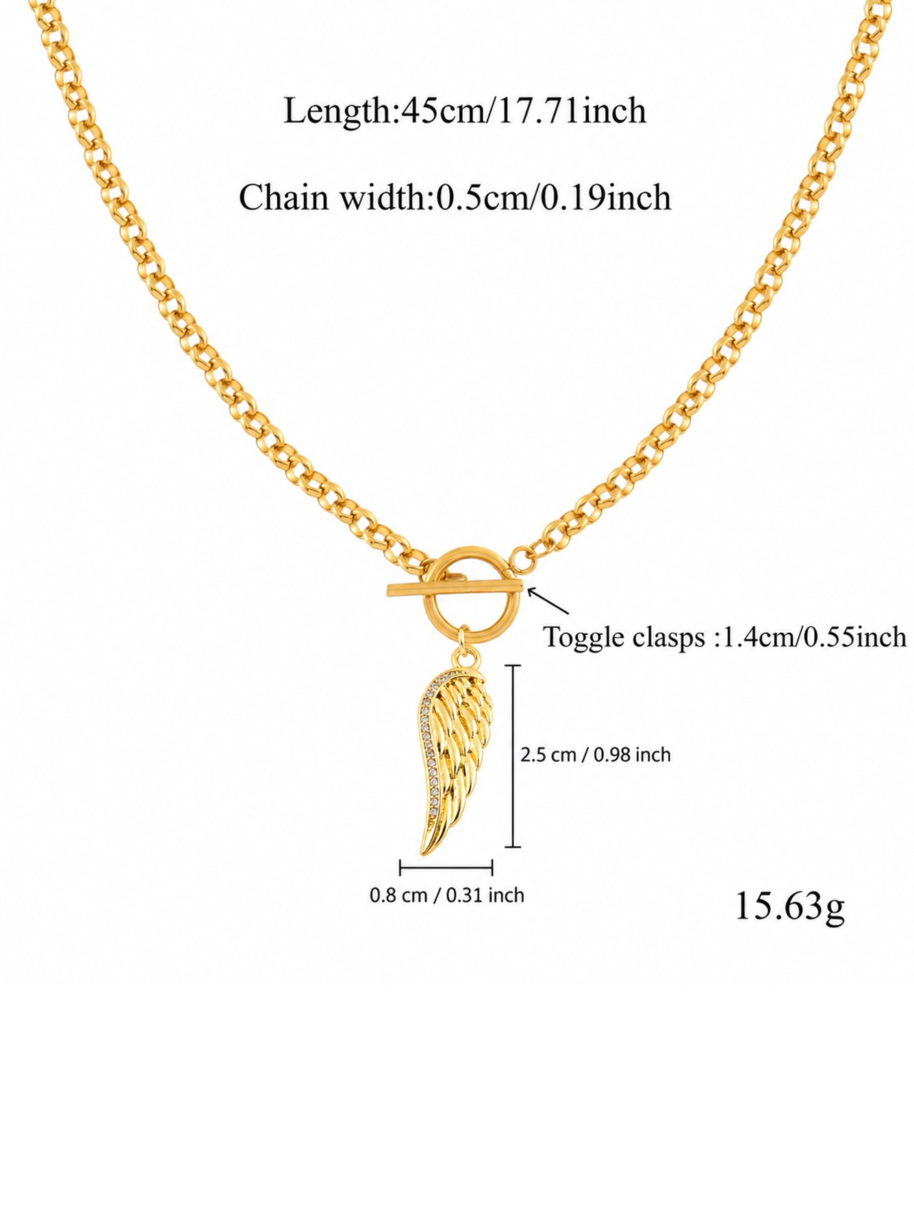 Gold Angel Wing Toggle Necklace