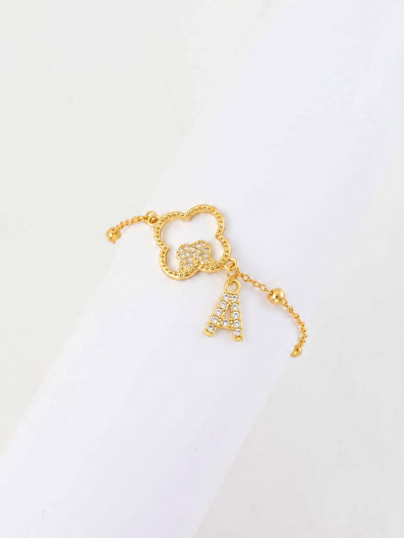 Four-Leaf Clover and Initial Bracelet