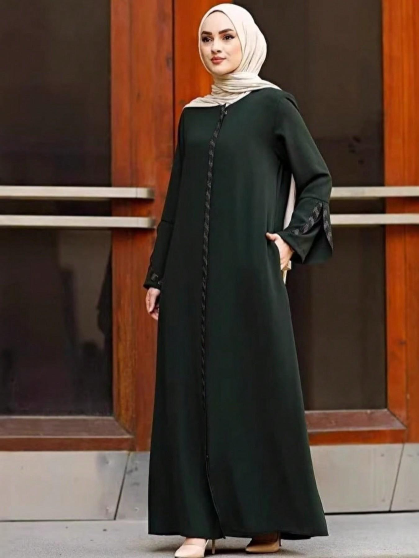 Dark Green Solid Abaya
