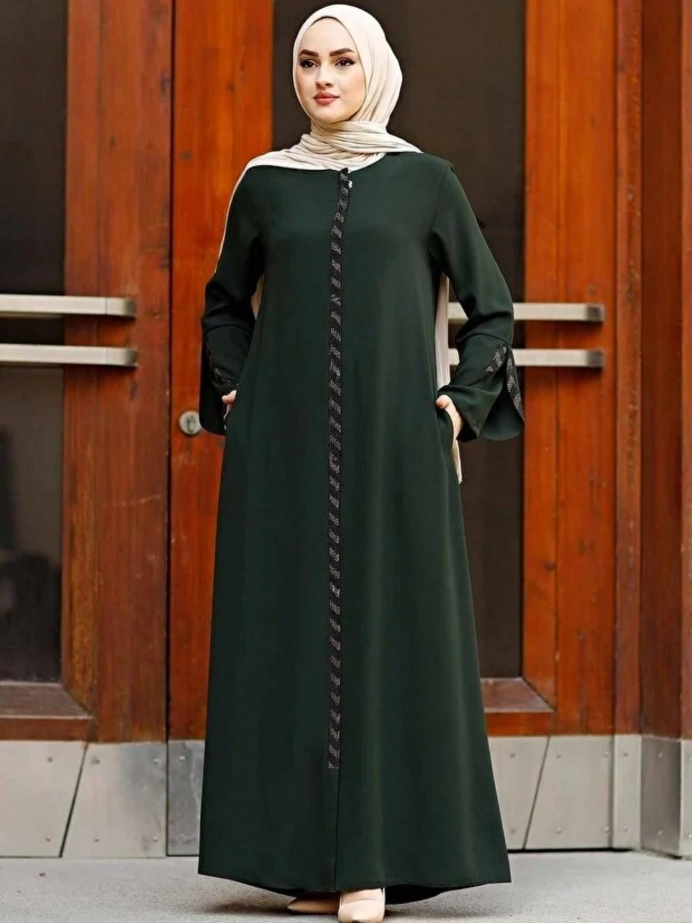 Dark Green Solid Abaya