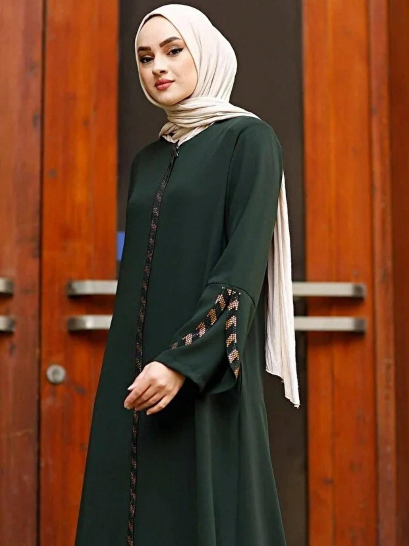 Dark Green Solid Abaya