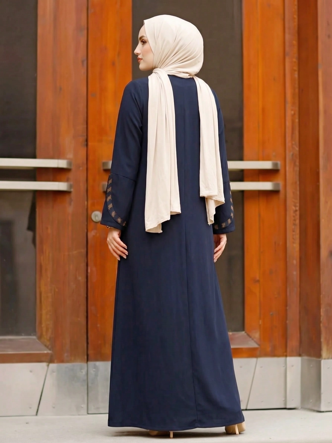 Navy Blue Solid Abaya