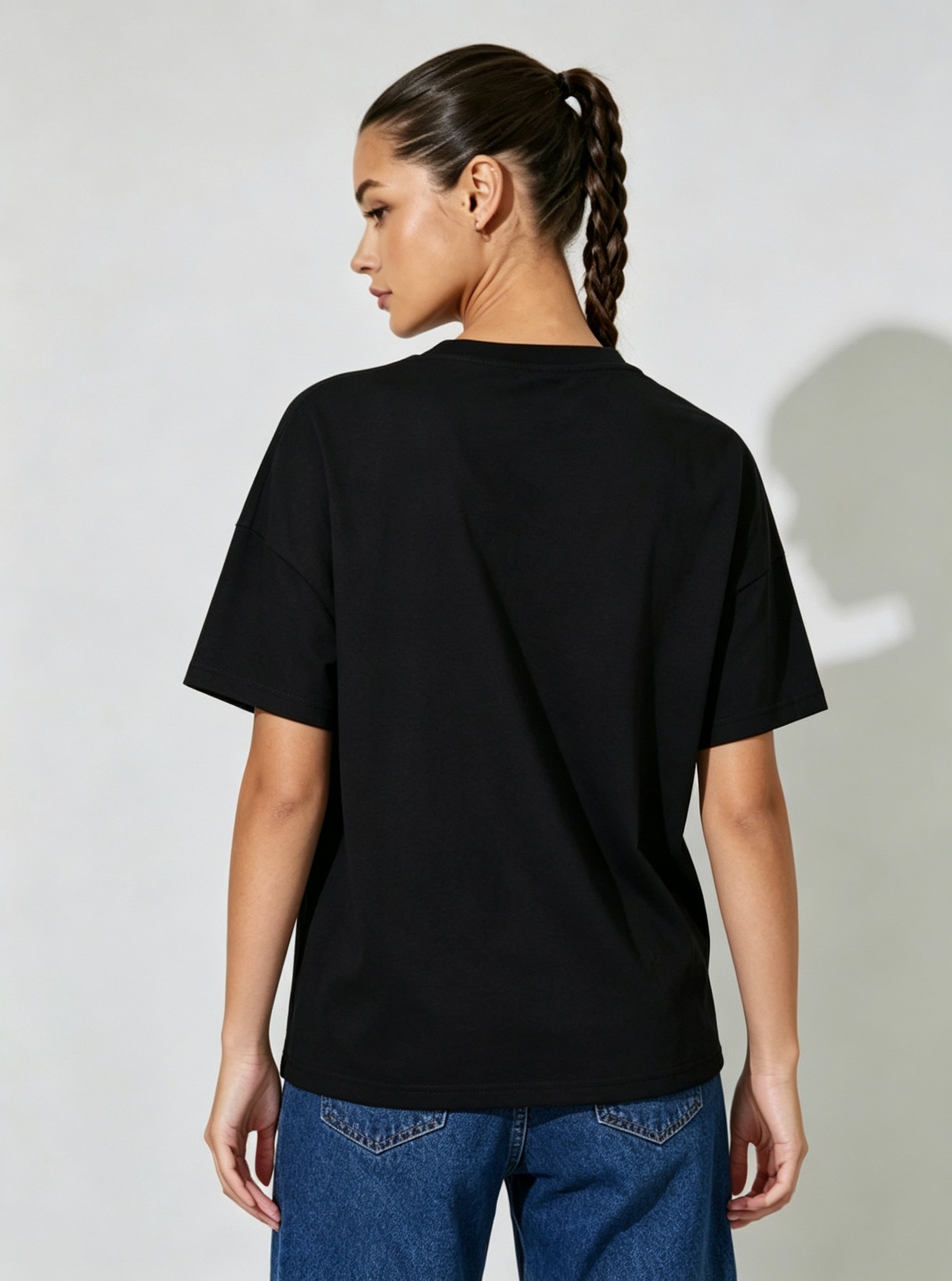 Black Printed Round Neck Regular T-Shirt