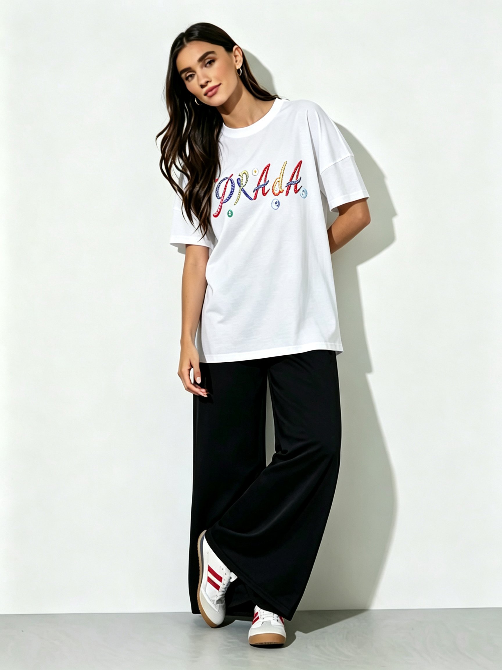 White Printed Round Neck Regular T-Shirt