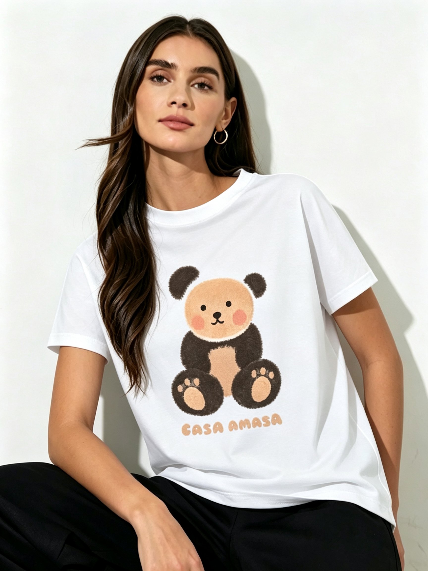 White Printed Round Neck Regular T-Shirt