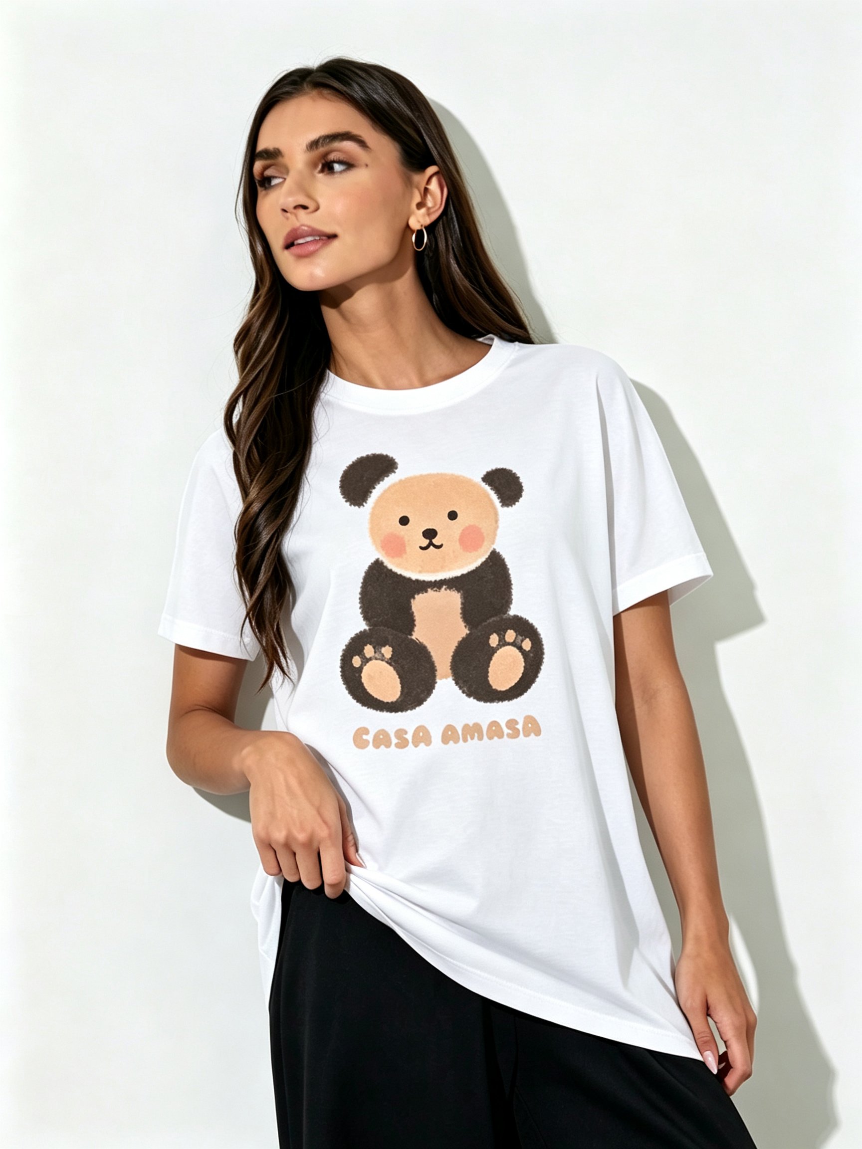 White Printed Round Neck Regular T-Shirt