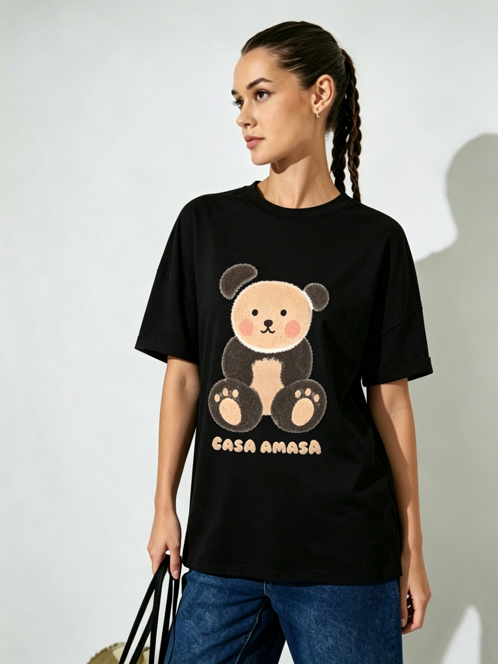 Black Printed Round Neck Regular T-Shirt