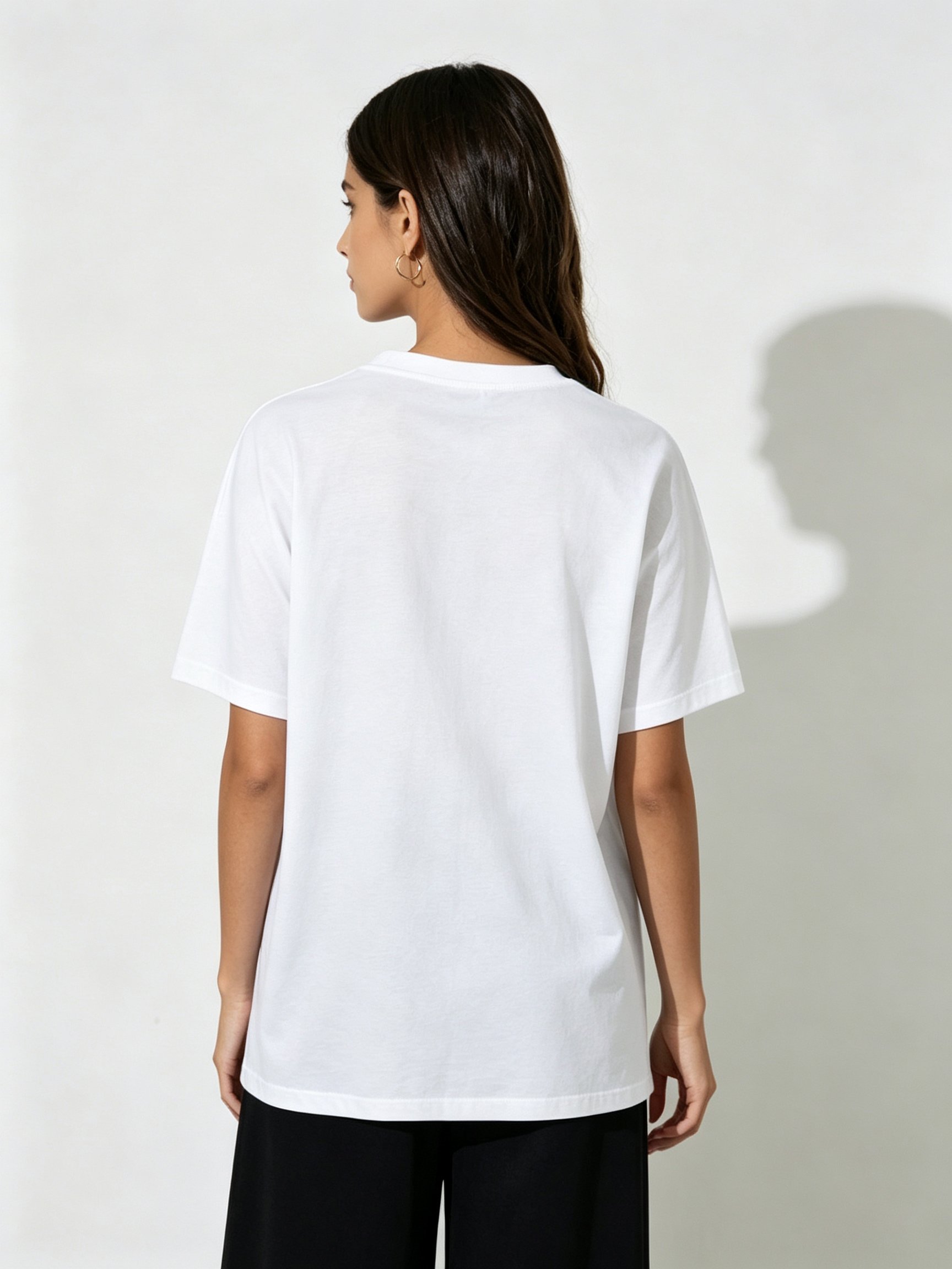 White Printed Round Neck Regular T-Shirt