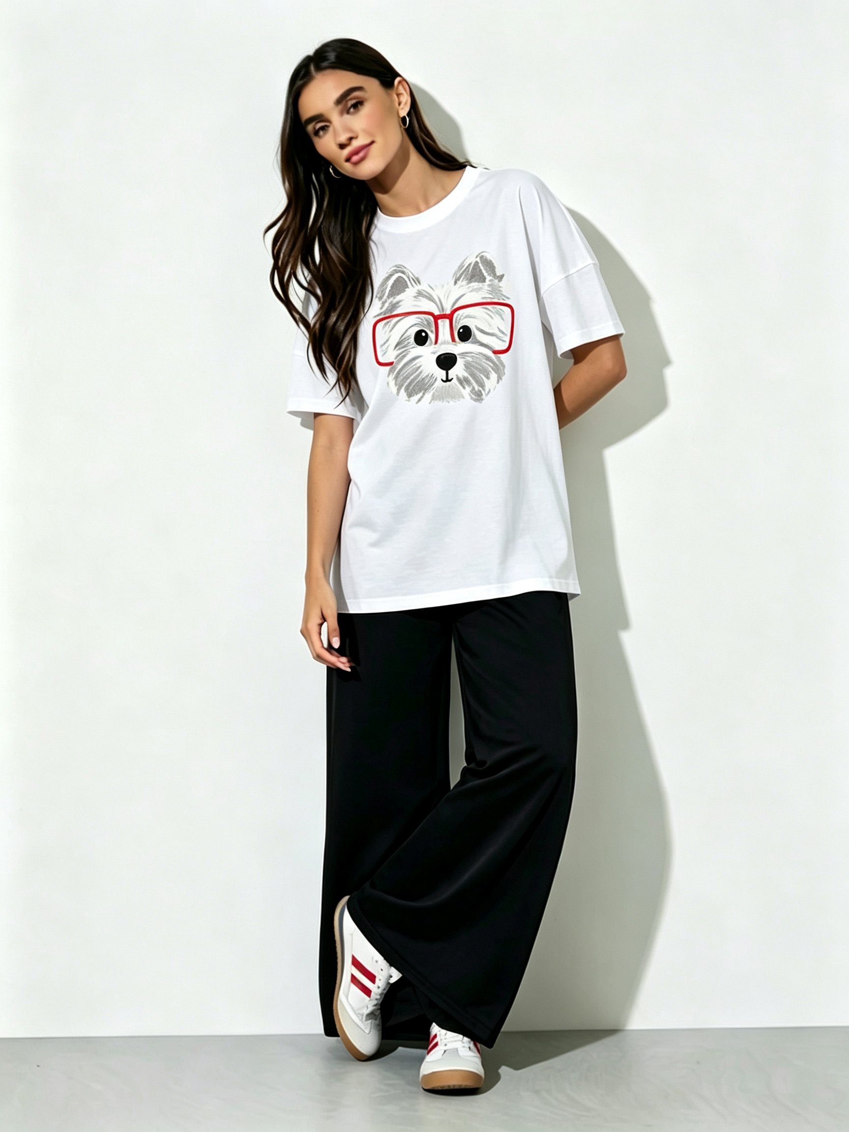 White Printed Round Neck Regular T-Shirt