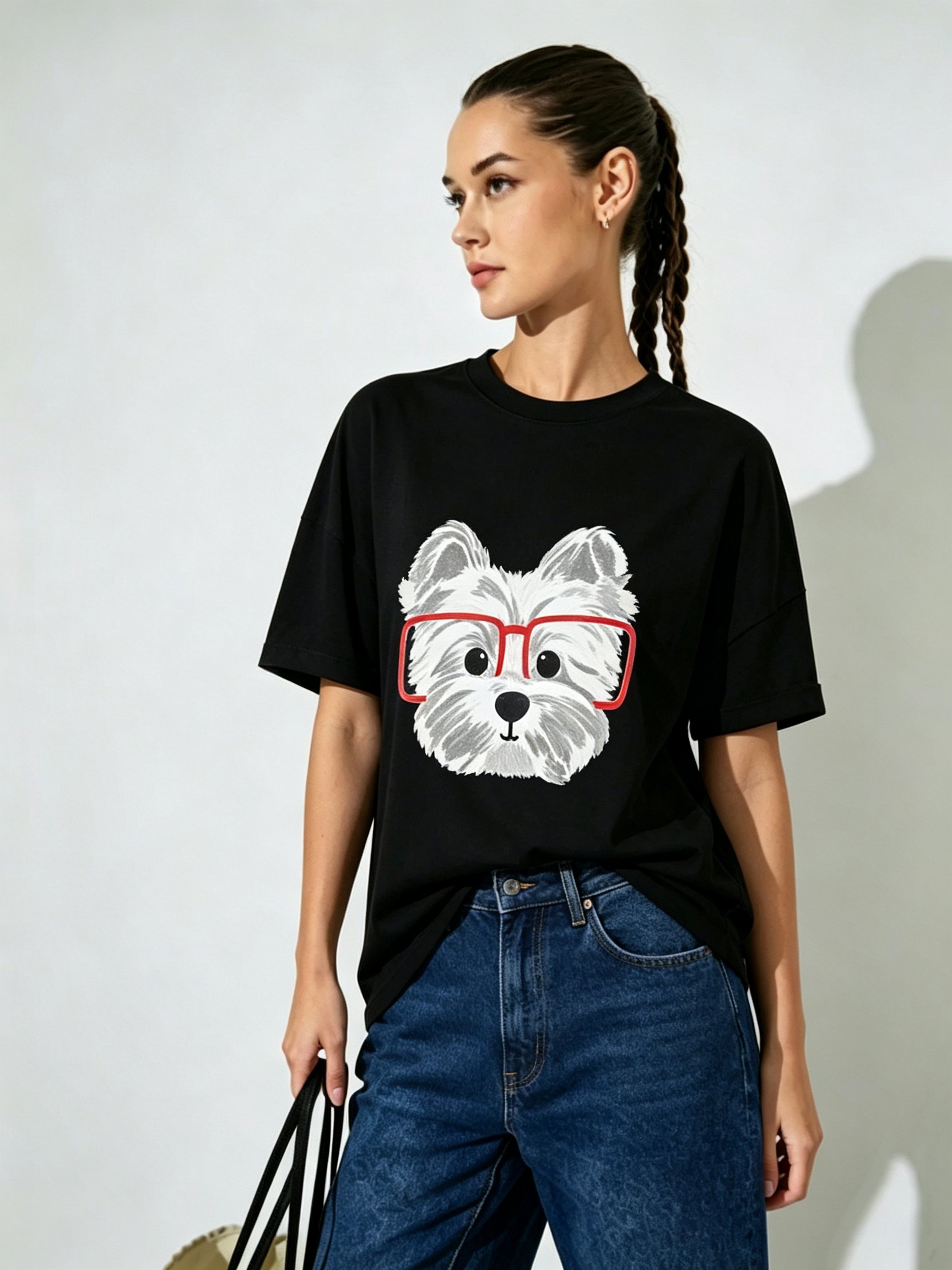 Black Printed Round Neck Regular T-Shirt