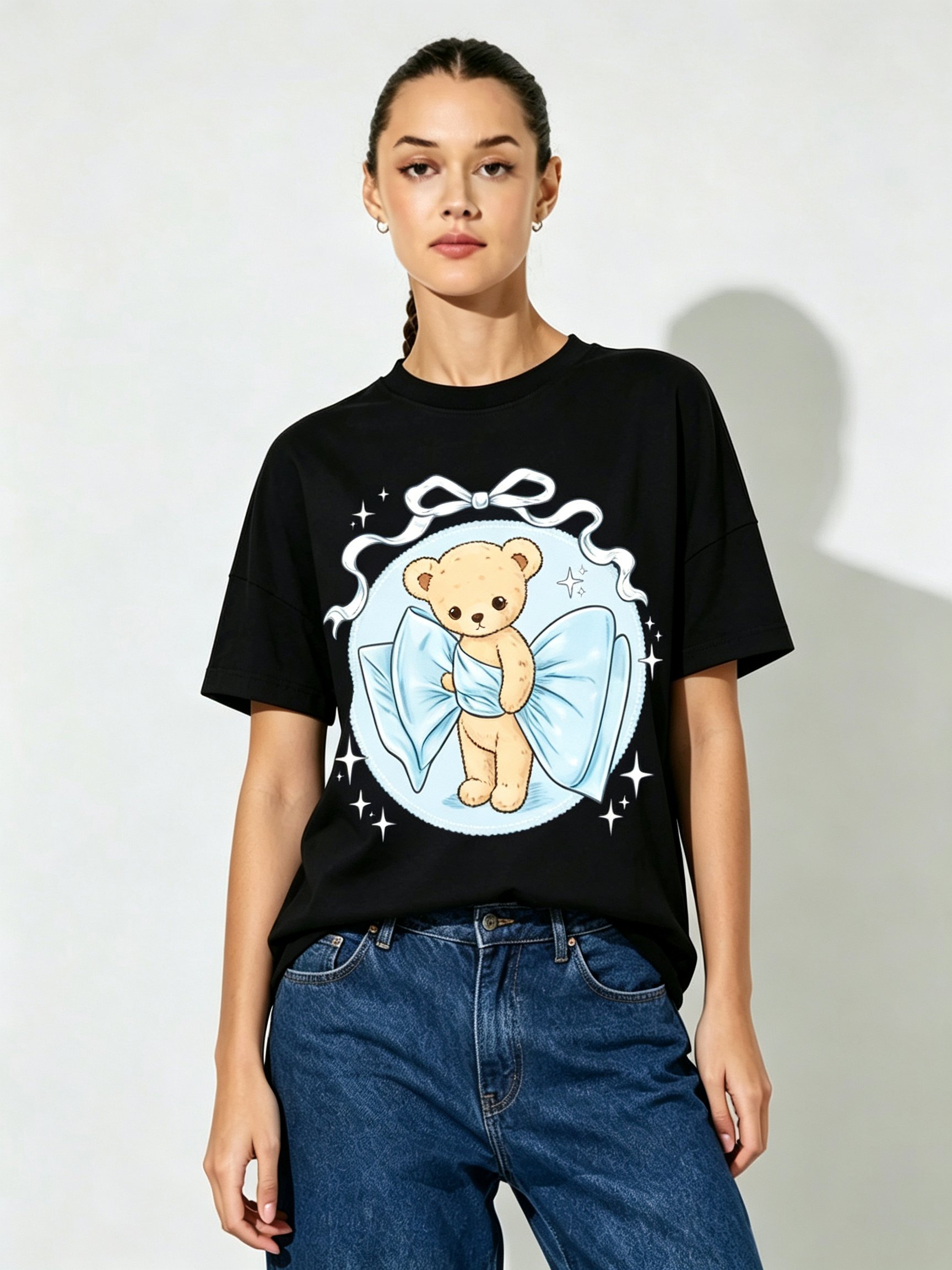 Black Printed Round Neck Regular T-Shirt