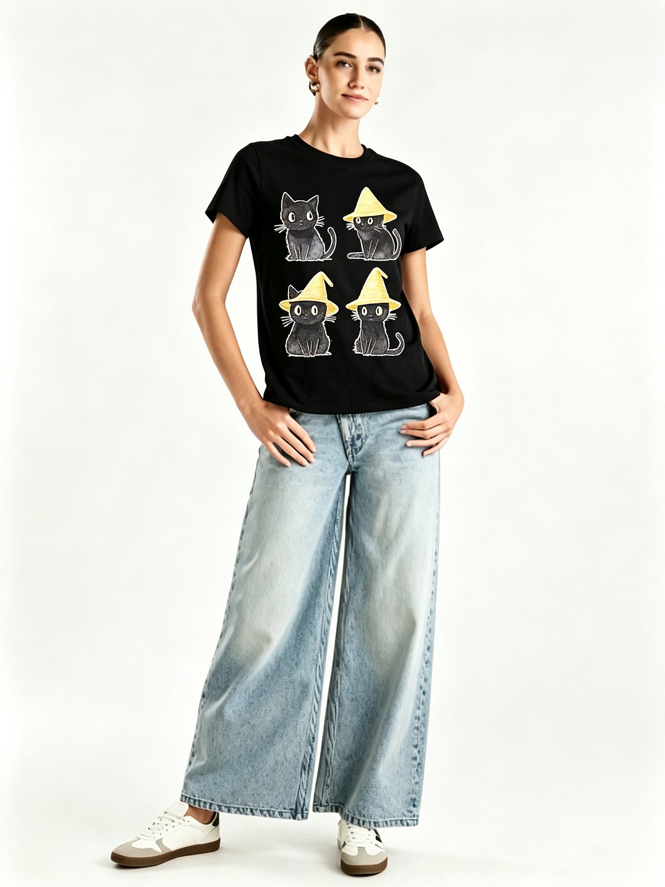 Black Printed Round Neck Regular T-Shirt