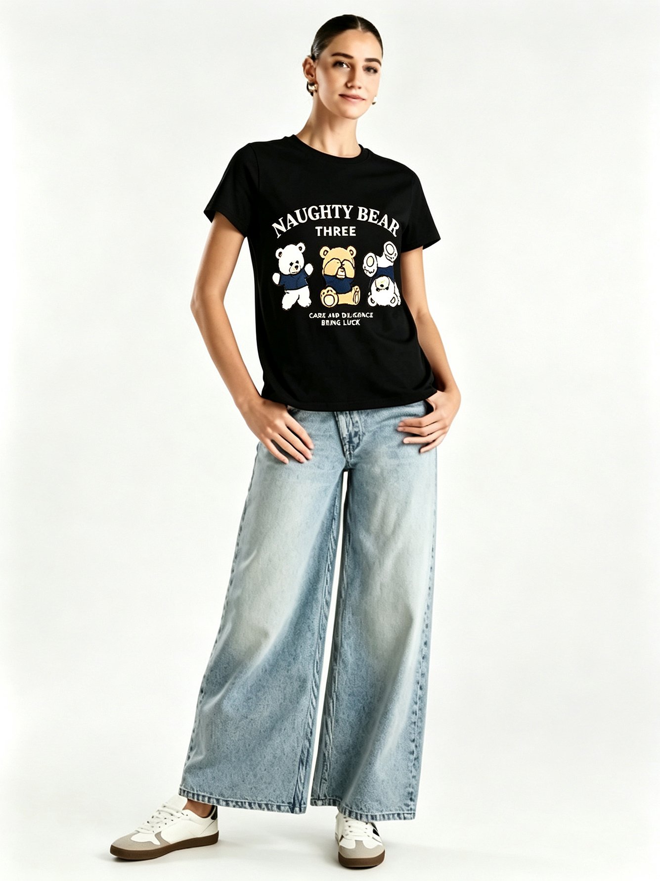 Black Printed Round Neck Regular T-Shirt