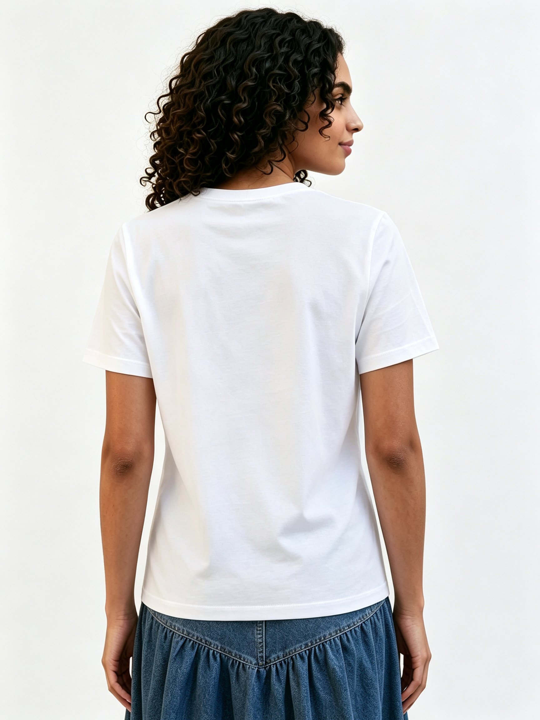 White Printed Round Neck Regular T-Shirt