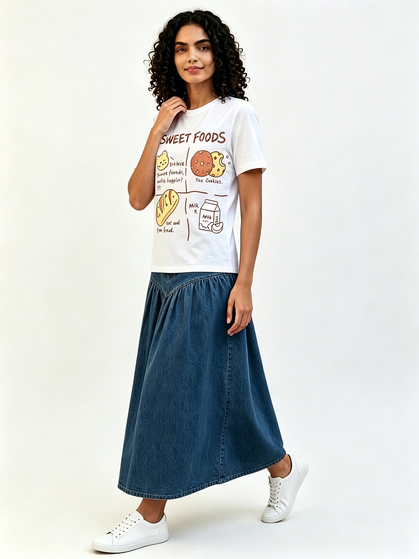 White Printed Round Neck Regular T-Shirt