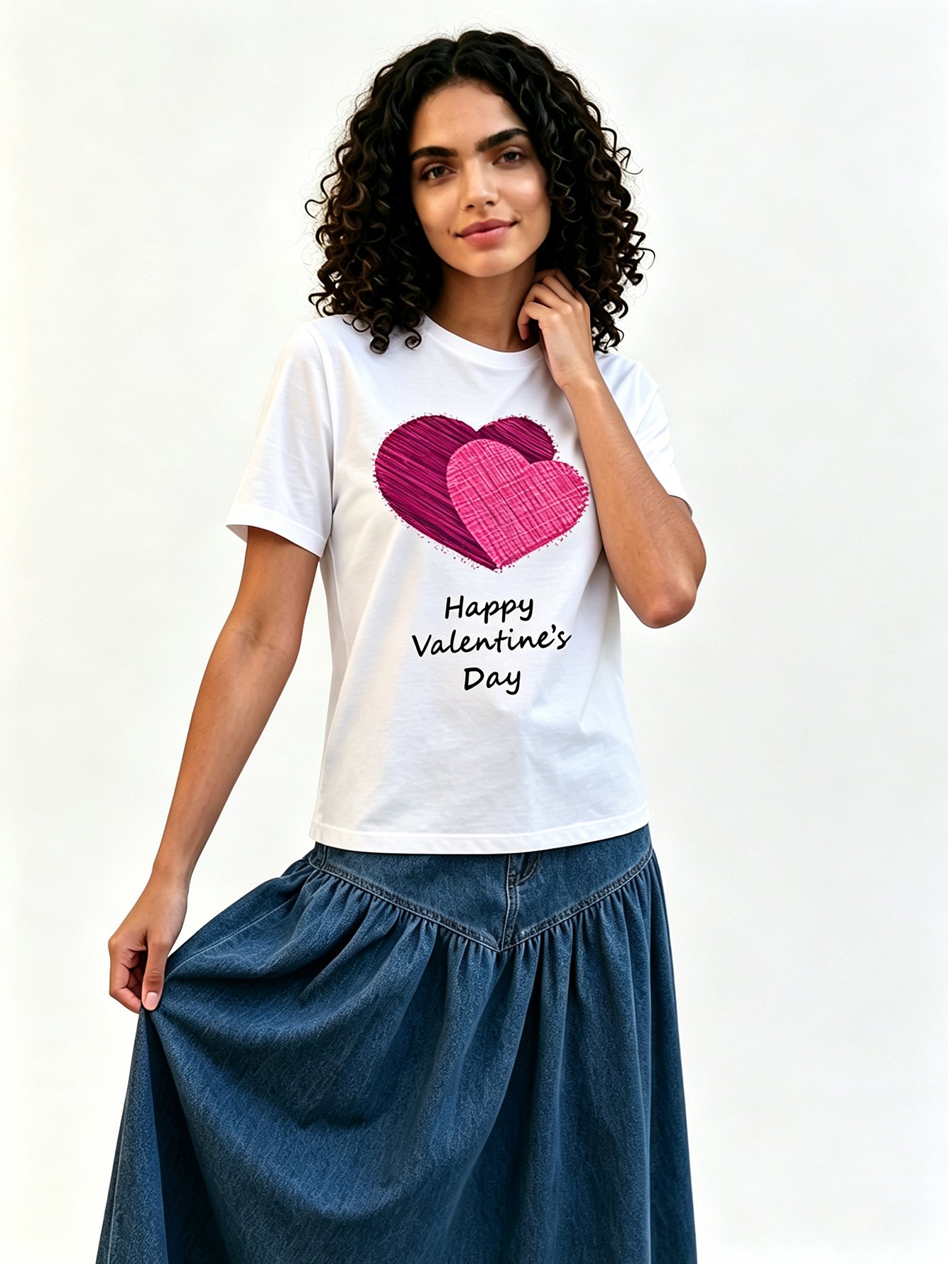 White Printed Round Neck Regular T-Shirt