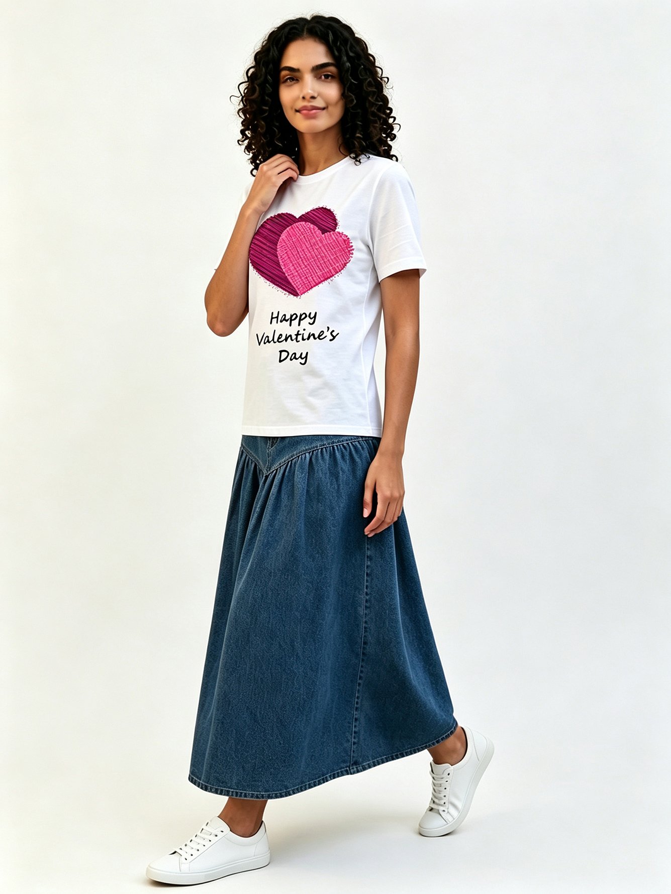 White Printed Round Neck Regular T-Shirt