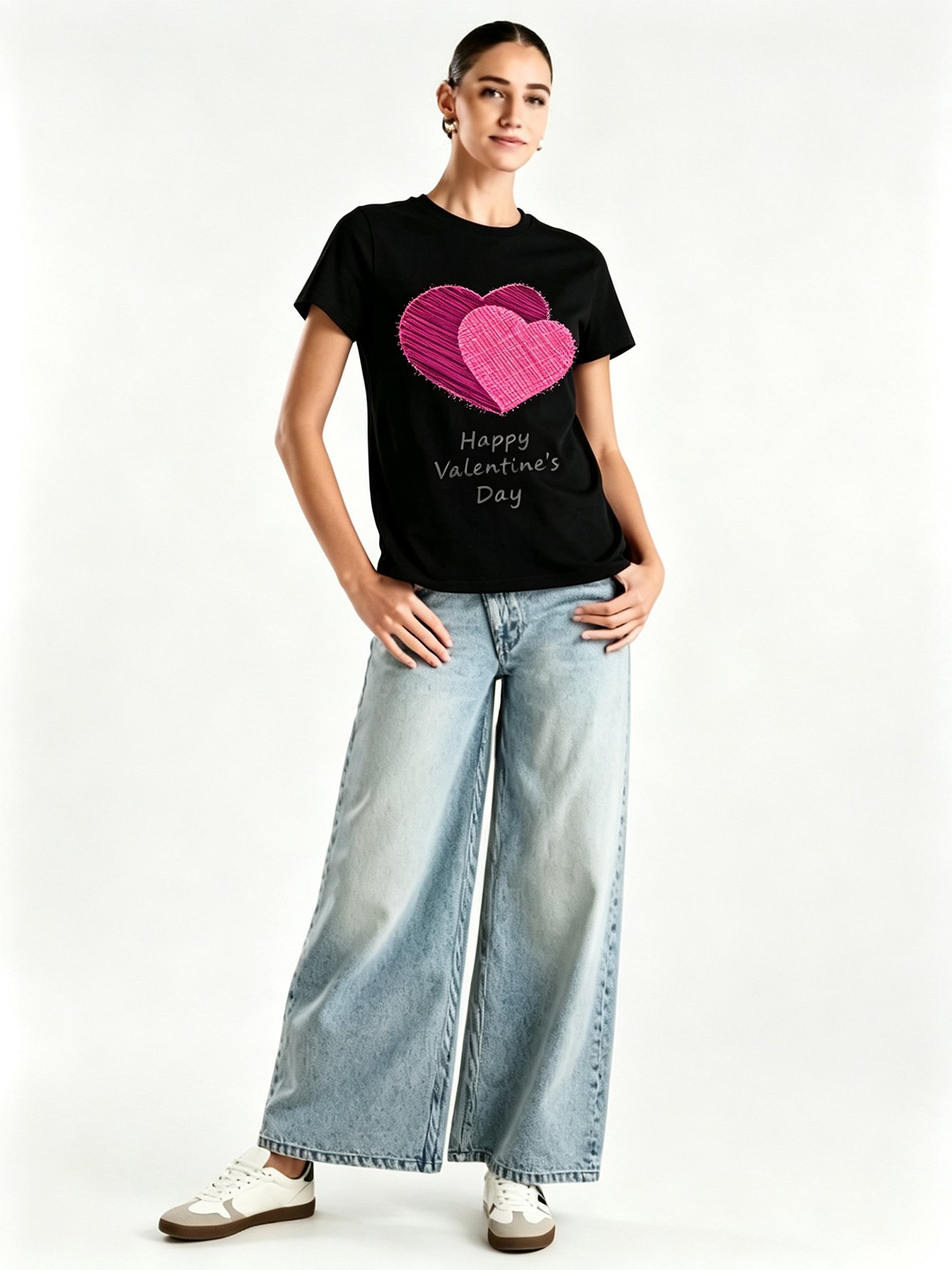 Black Printed Round Neck Regular T-Shirt