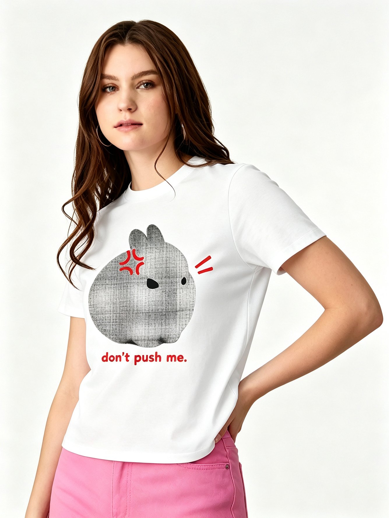 White Printed Round Neck Regular T-Shirt